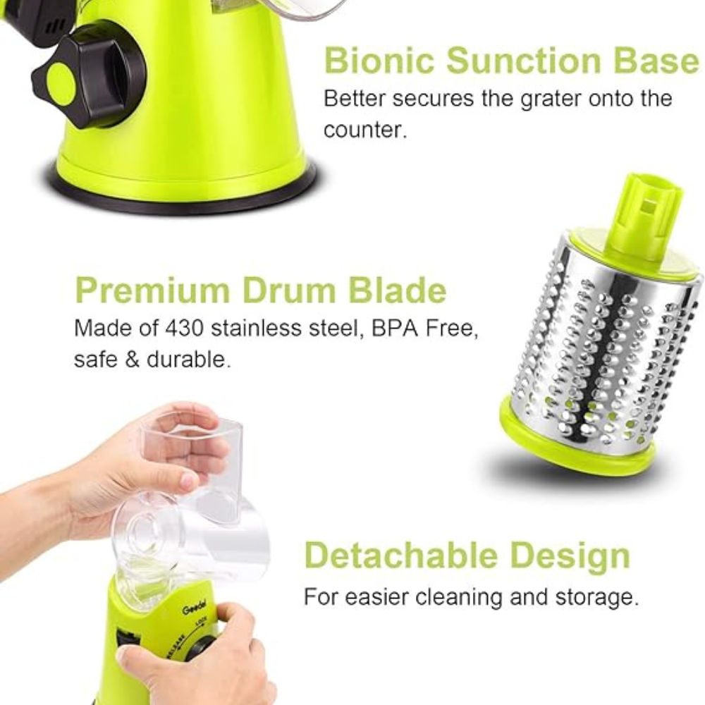 Versatile Rotary Cheese Grater & Vegetable Slicer - aero revive 2